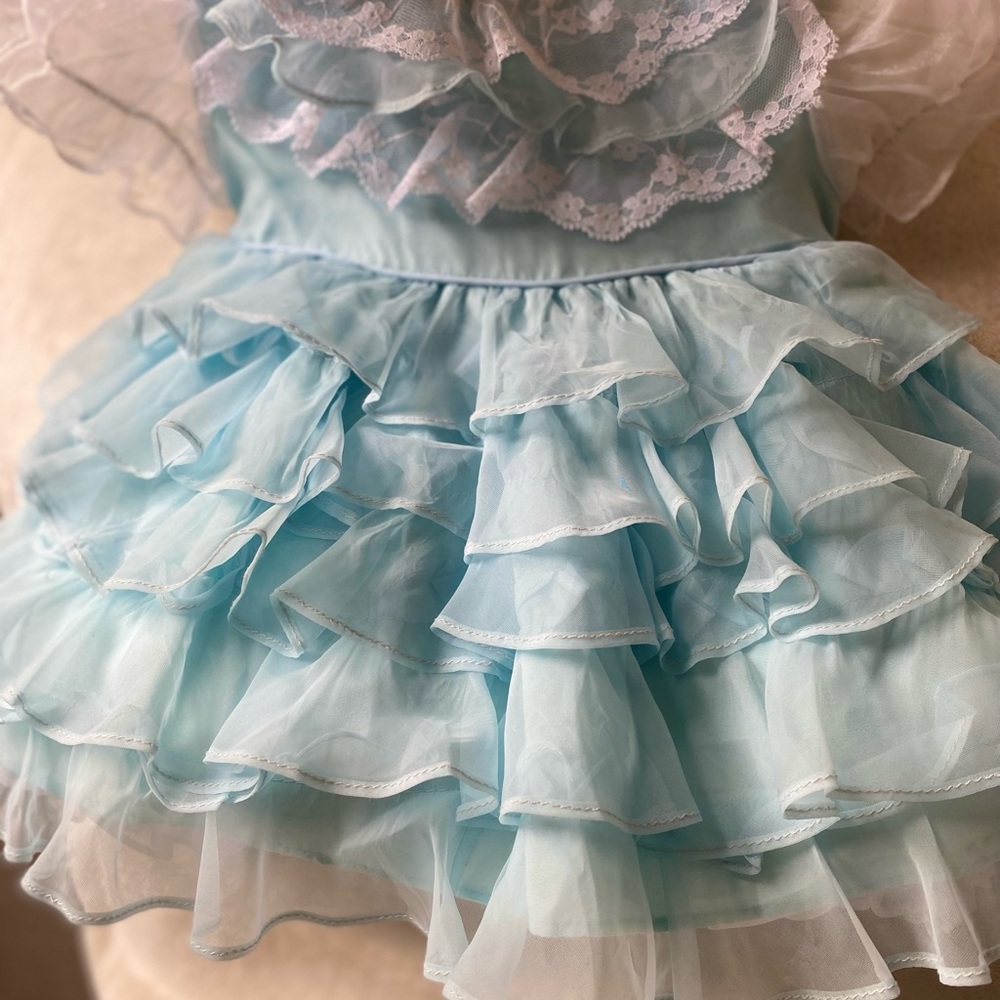 Elegant Blue Ruffled Kids Formal Dress